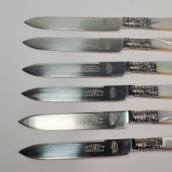 Antique Mother-of-Pearl Fruit/Dessert Knives – Set of 6 -c.1905–1925, Sheffield - Picture 6 of 9